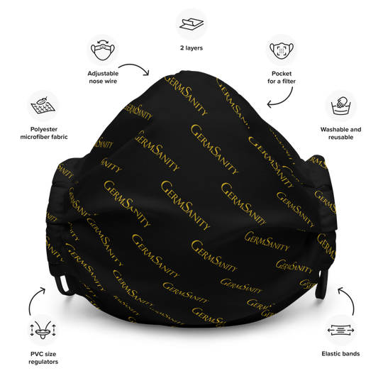 Reusable Face Mask - Black with Gold print - GermSanity