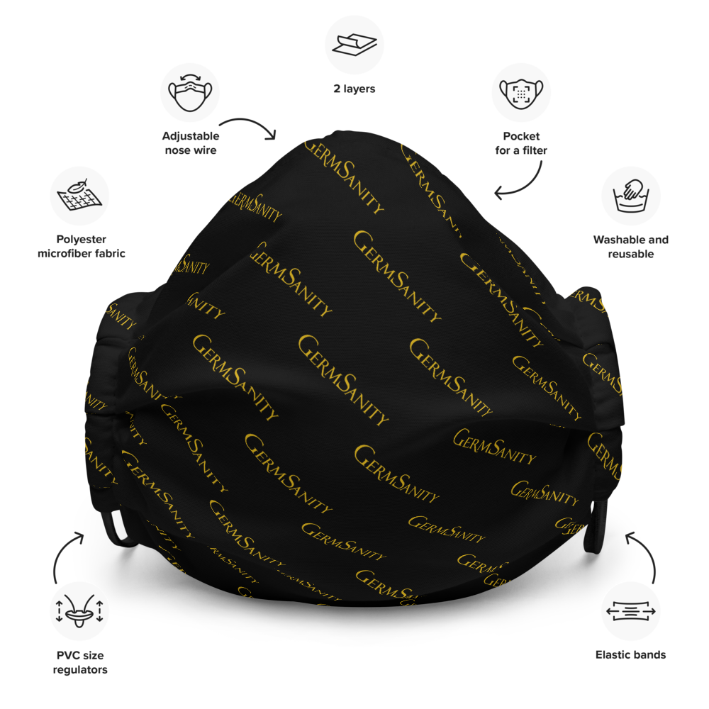 Reusable Face Mask - Black with Gold print - GermSanity